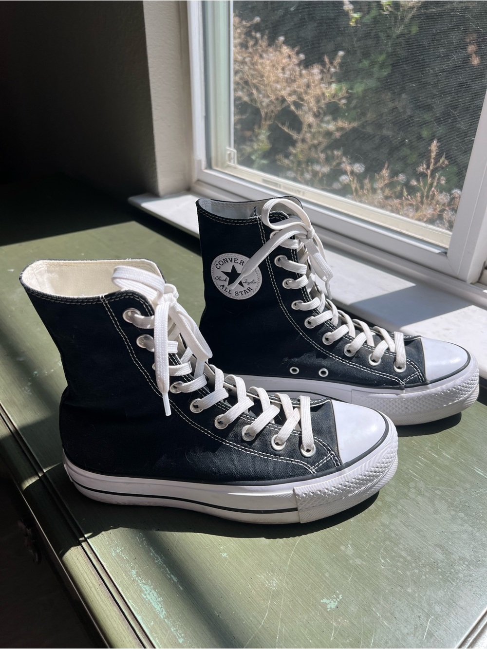 Converse Black High Top, low platform Canvas Sneakers